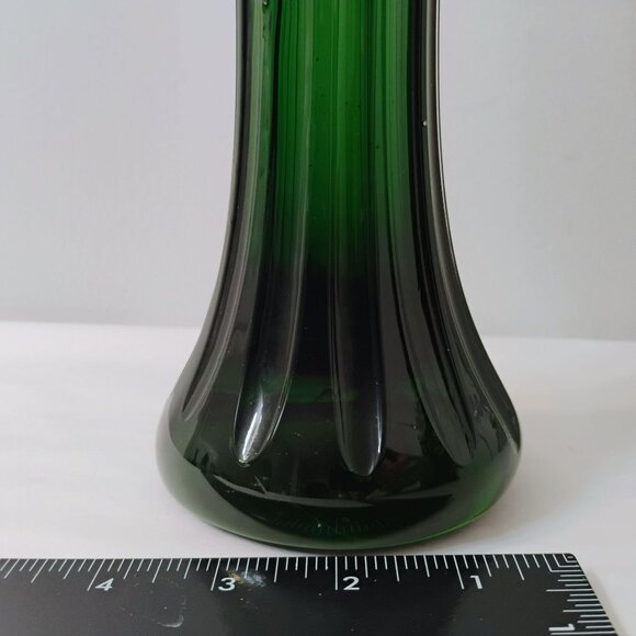 Mid Century Modern Green Art Glass Vase Vintage Stretch Swung Murano Style 17" - Picture 6 of 16